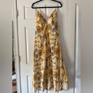 Yellow and Blue Floral Women's Dress